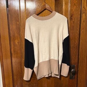 Eloquii Colorblock Sweater - Cream and Black